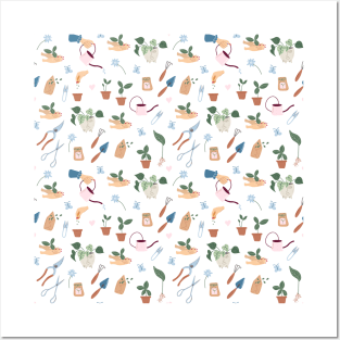 Pattern with Gardening elements Posters and Art